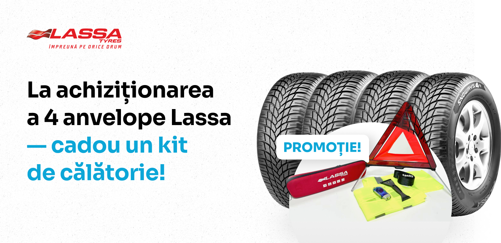 La achiziționarea anvelopelor Lassa - kit de călătorie cadou! La achiziționarea anvelopelor Lassa - kit de călătorie cadou!